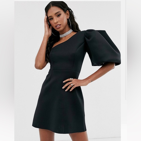 ASOS Dresses & Skirts - Asos design one shoulder puff sleeve mini skater dress